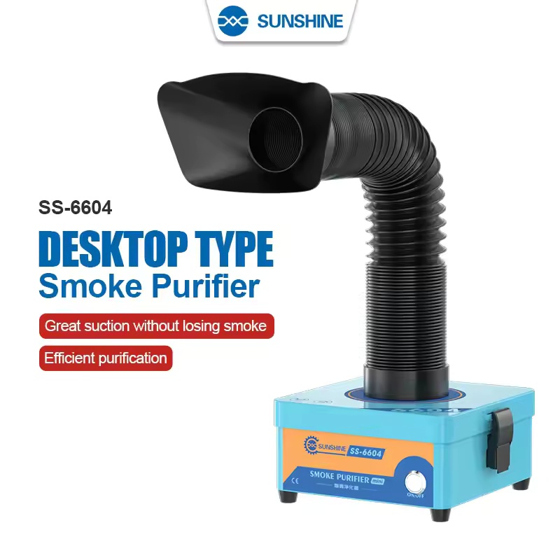 SUNSHINE SS-6604 ミニはんだ煙清浄器 3 層フィルターヒューム抽出器集塵濾過コレクター低騒音 360° ホース