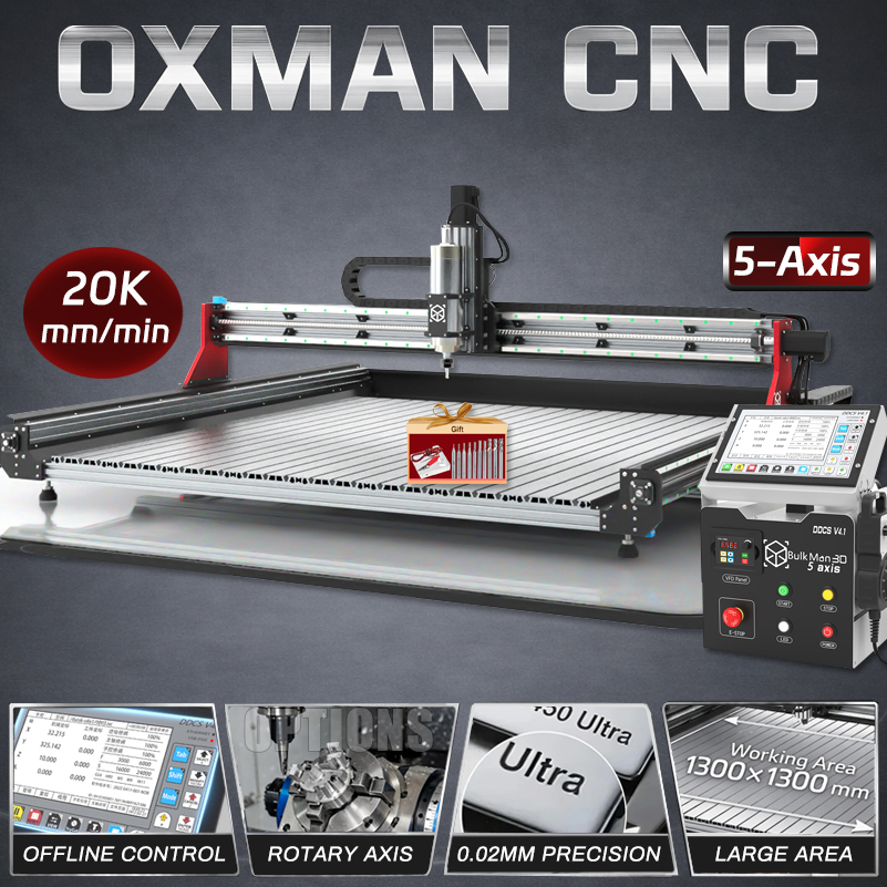 BulkMan3D OXMAN 5 軸 CNC ルーターマシン DDCSV4.1 オフラインコントローラーボールねじ CNC 彫刻機木材金属アクリルフライス加工用