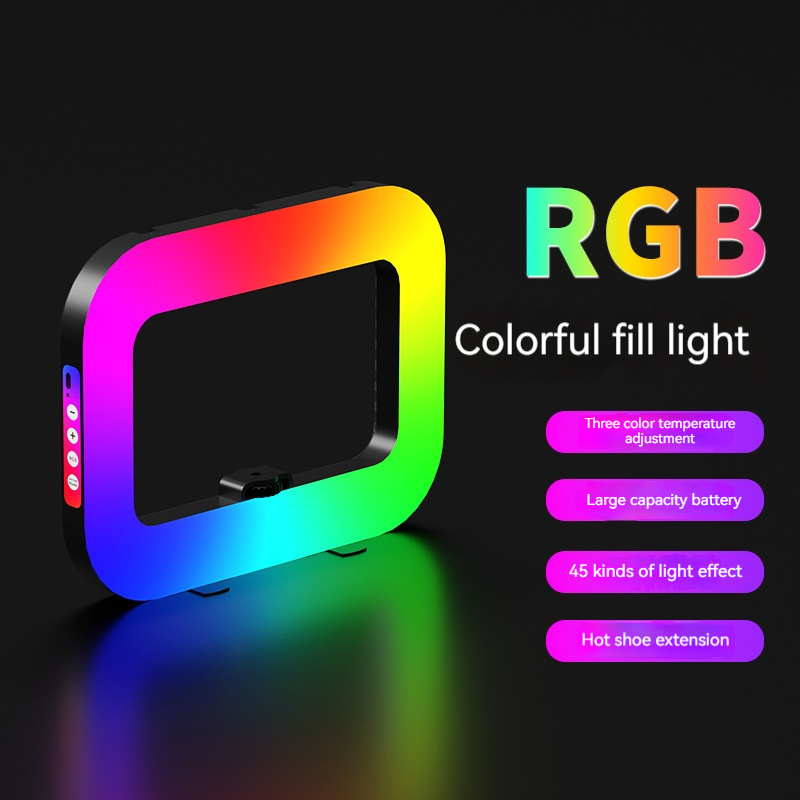 新しいハンドヘルド RGB フルカラー充電式ビデオライト、ポータブル携帯電話ライブブロードキャスト、写真撮影 Selfie リングフィルライト