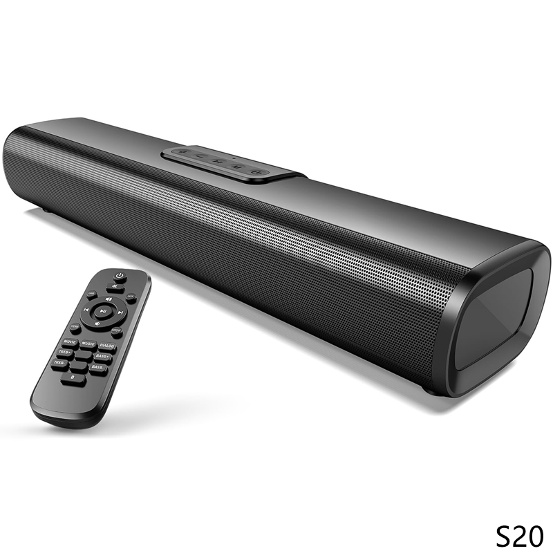 S20 壁掛けテレビサウンドバー、リモート USB HDMI/ARC/光入力ホームシアターサラウンドサウンド Bluetooth スピーカー PC ゲーム用