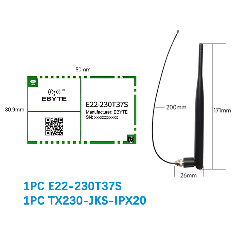 230MHz Lora ワイヤレス RF モジュール CDSENET E22-230T37S 37dbm 長距離 25km 低電力 LBT RSSI ウォッチドッグ SMD スタンプホール