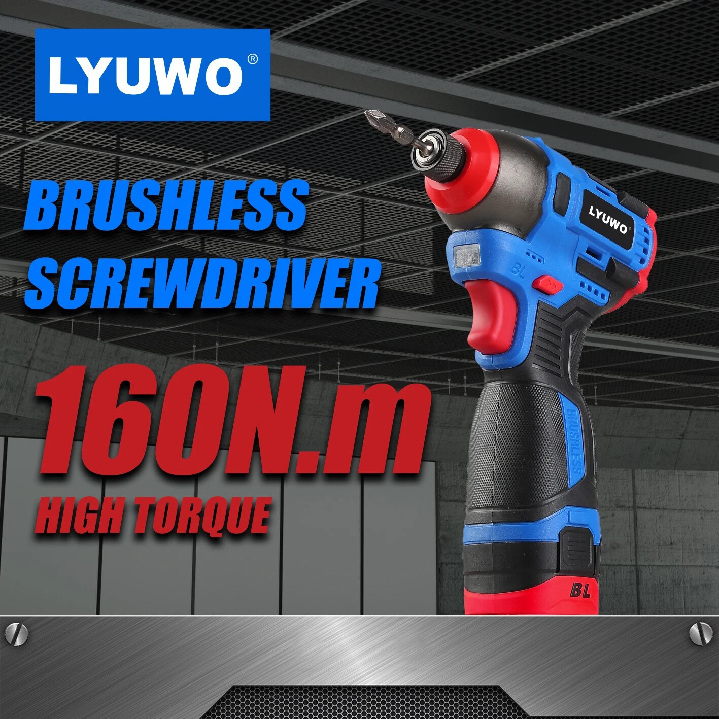 LYUWO 160Nの大トルクを備えたブラシレス16V電動ドライバー。インパクト式コードレスドリル 家庭用多機能M