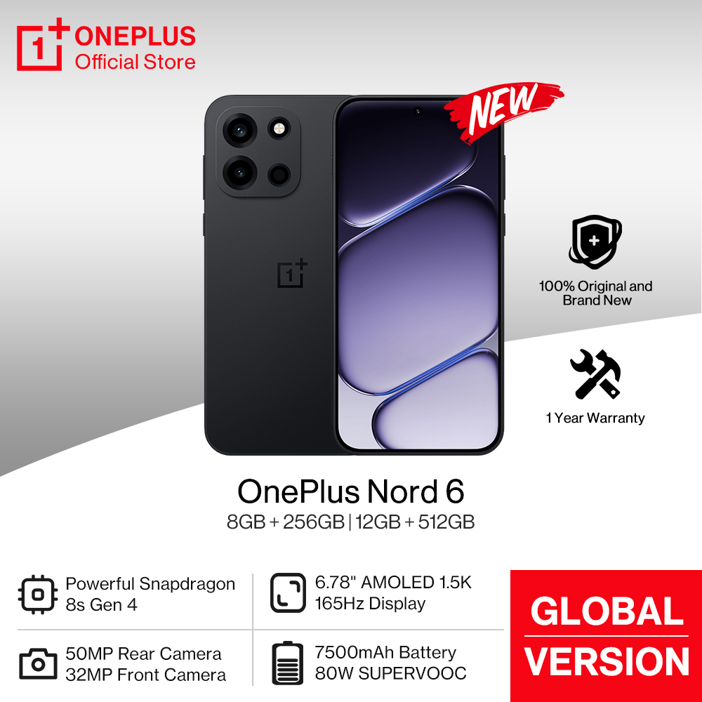 ワールドプレミア OnePlus Nord 6 グローバル バージョン スマートフォン 165Hz 1.5K AMOLED ディスプレイ Snapdragon 8s Gen 4 50MP Sony メインカメラ