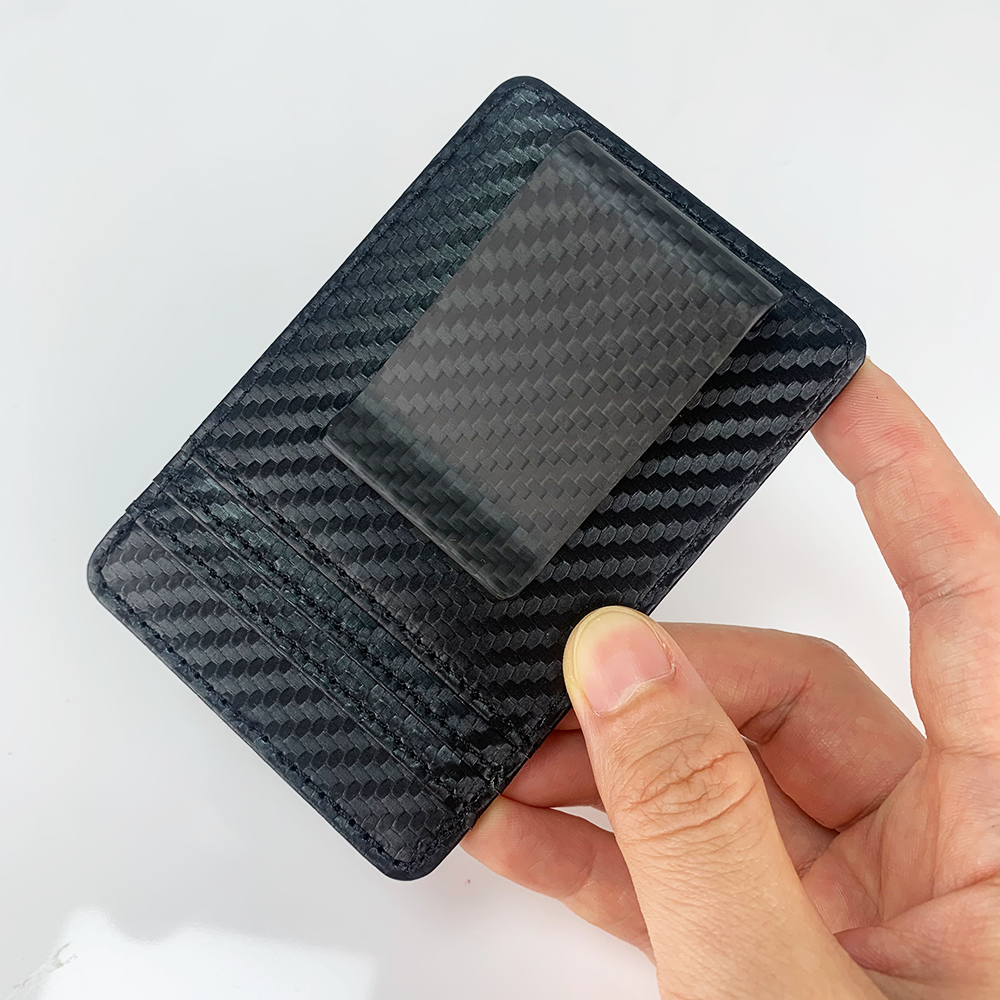 高品質 2 in 1 マットツイルカーボンファイバーマネークリップ高級 PU レザースリムカードホルダー財布男性の日常使用