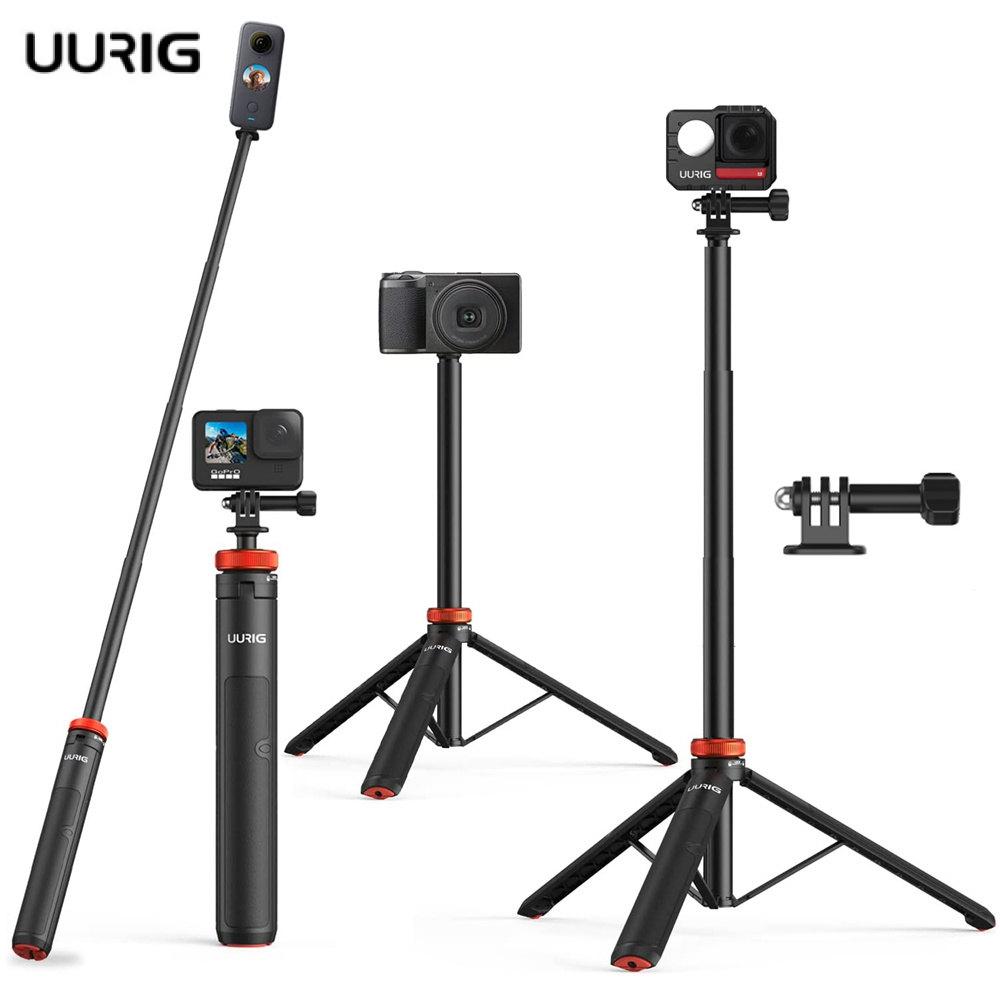 UURIG 130 センチメートル拡張可能な自撮り棒三脚スタンドハンドルグリップ GoPro 12 11 10 9 8 Insta360 X4 DJI OSMO アクション 3 4 アクセサリー