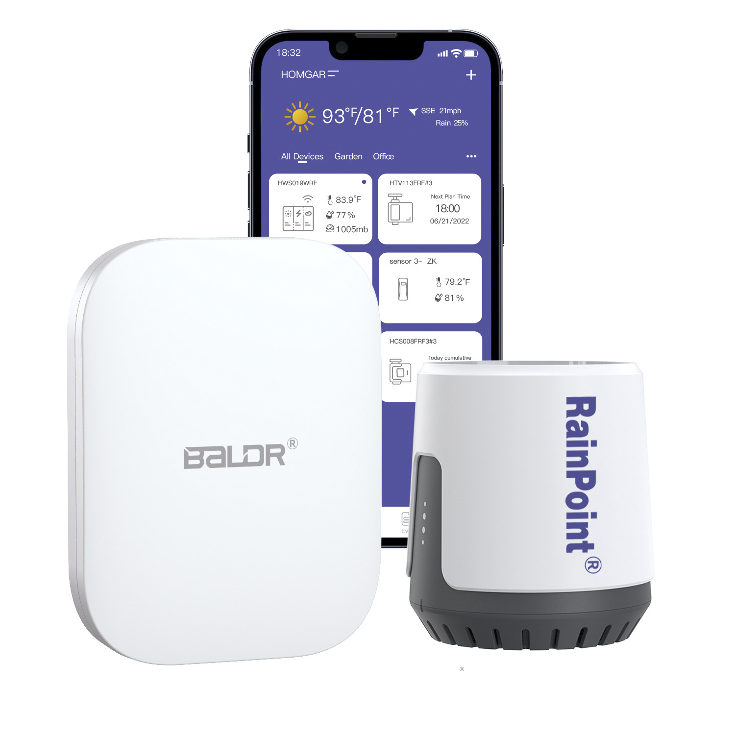 RAINPOINT ワイヤレスデジタル雨量計屋外用アプリ付き - 正確な雨量計モニタリングを備えたスマートレインセンサー