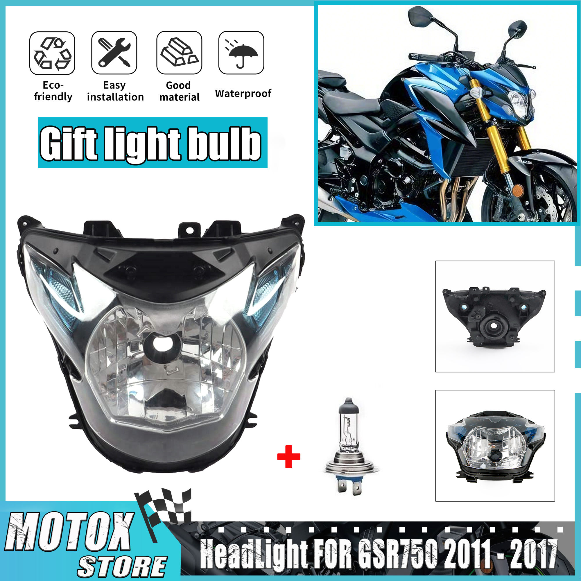 オートバイのヘッドライトアセンブリ 2011-2017 スズキ GSR750 ヘッドランプ GSR 750 ヘッドライト 2012 2013 2014 2015 2016