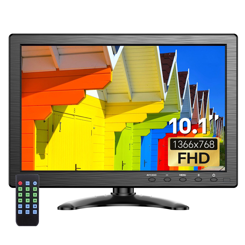 Eyoyo EM101AD 10インチ セキュリティモニター 1366x768 HD解像度 LCDスクリーン デスクトップモニター 壁掛け対応 HDMI VGA AV BNC USB入力 内蔵スピーカー コンピューターPC CCTVカメラ用セカンドディスプレイ