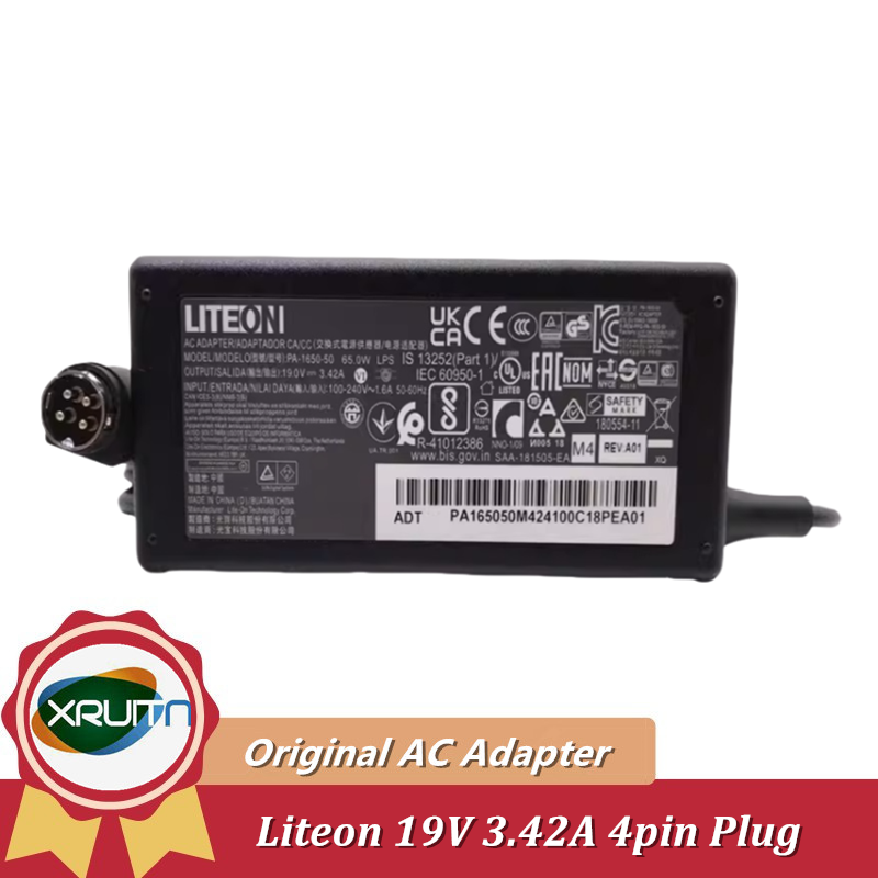 純正 Liteon PA-1650-50 19V 3.42A 4 ピン (Din) AC アダプター充電器電源 65 ワットオリジナル