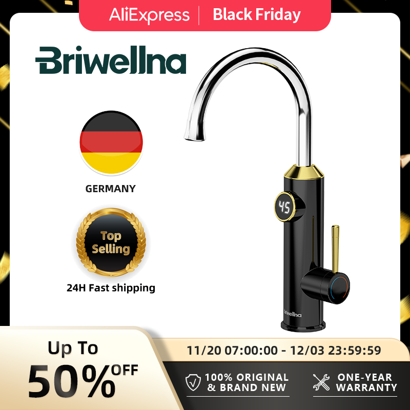 Briwellna インテリジェント給湯器 220V キッチン蛇口 2 で 1 デジタルディスプレイ電気間欠泉ミキサータンクレス給湯器
