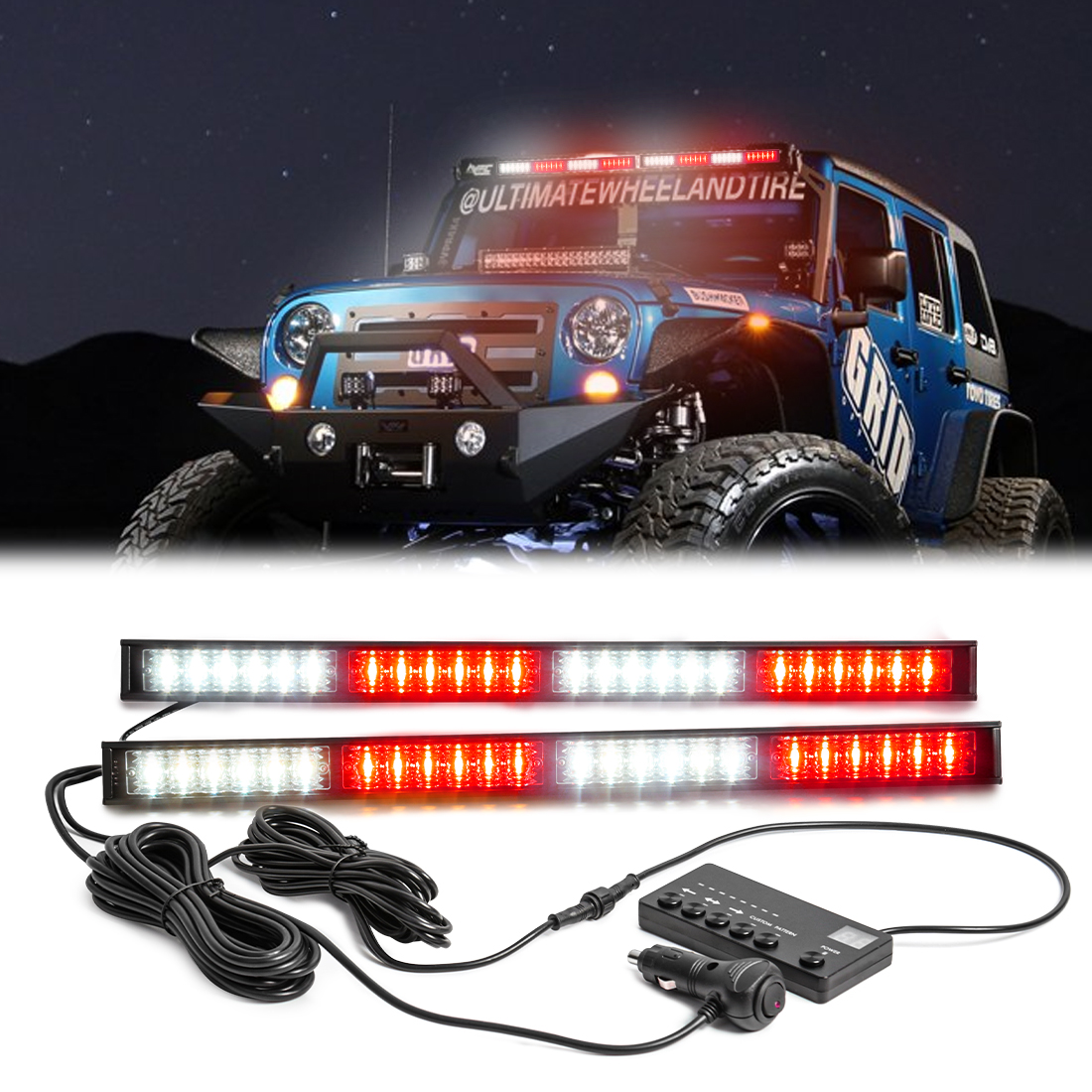 24 LED 2-in-1 車のフロントガラス警告ランプバー吸盤緊急ストロボ懐中電灯トラック用警察ライト 12V