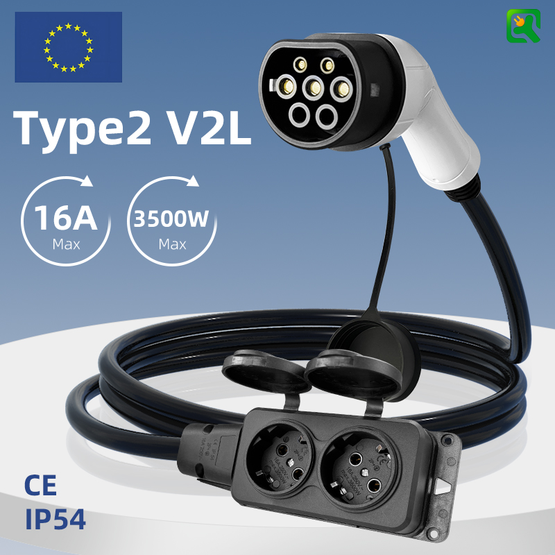 EVqiaoyi Type2 V2L 放電器ケーブル 3.5KW EU ソケット BYD、ルノー Jacoo 7 Omoda MG 4 XPENG Hyundai Geely と互換性あり