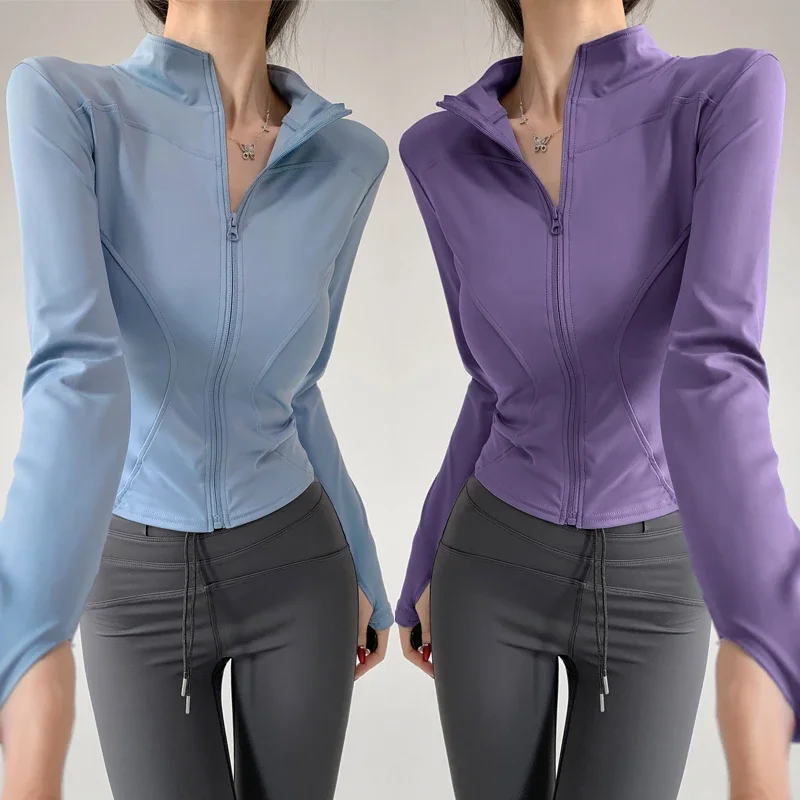 S-3XL 太陽速乾性スポーツコート女性のタイトトップヨガジャケット長袖ジッパージャケットランニングフィットネス女性のジャケット