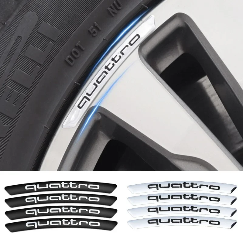 4 個車のホイールステッカーアウディクワトロロゴ A3 A4 A5 A6 A7 A8 S3 S4 S5 S6 S7 S8 RS3 RS4 RS5 RS6 スポーツエンブレムバッジアクセサリー