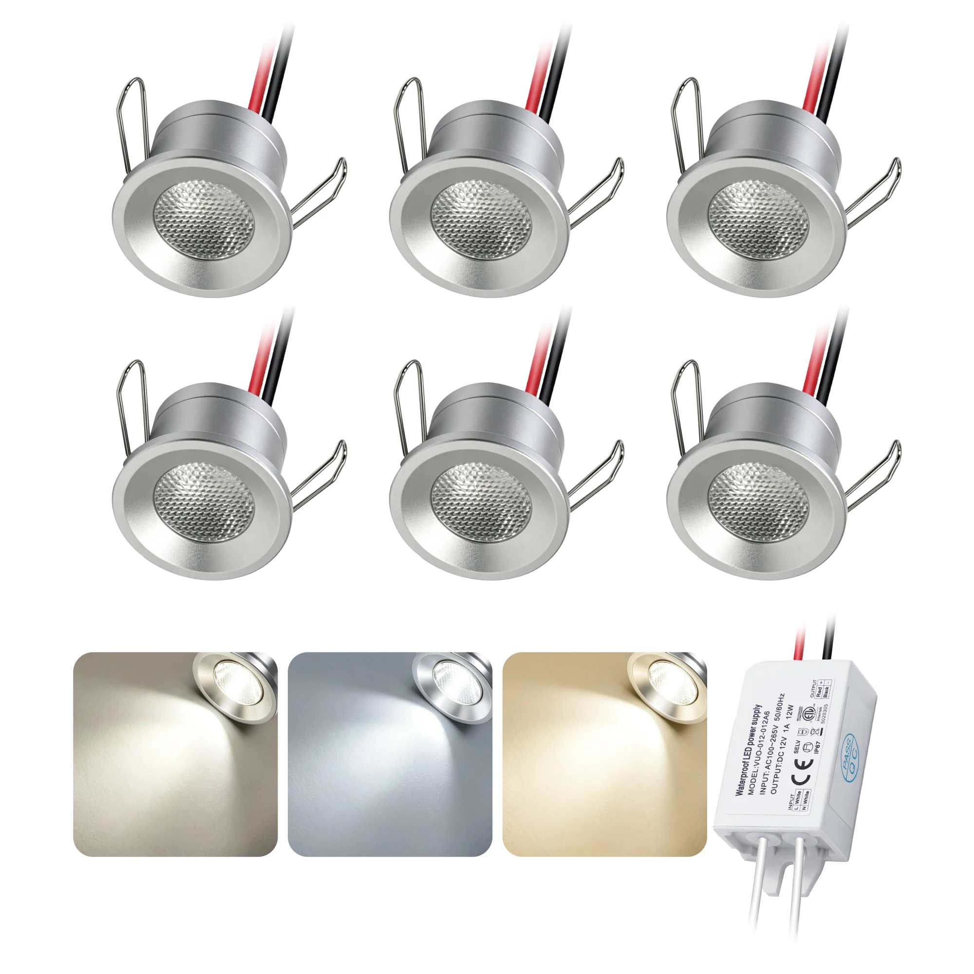Small Downlight Recessed Ceiling Indoor Spotlight IP65 Home Kitchen Cabinet Stair Step Lamps DC12V LED Dimmable Spot Light 2W