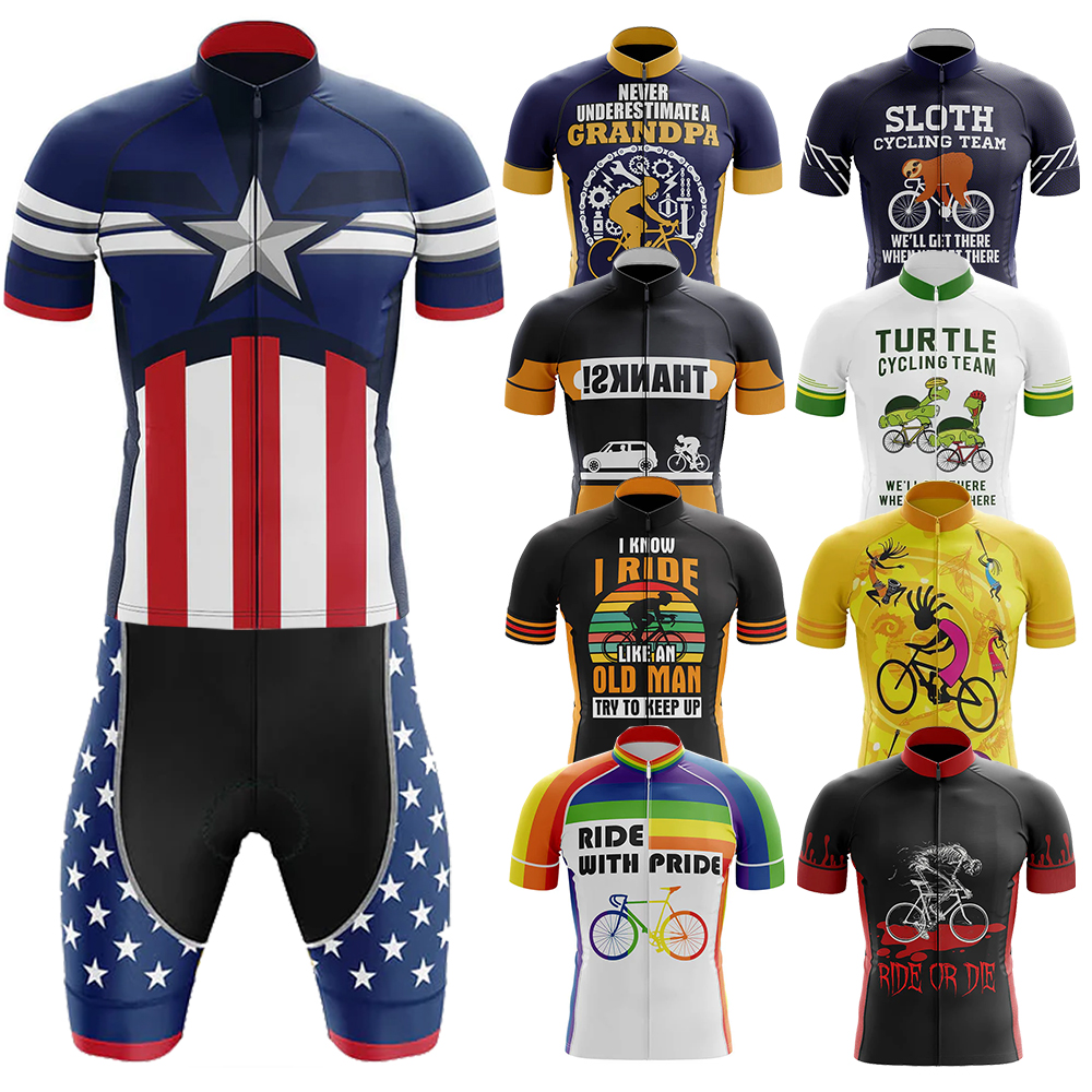 アメリカのサイクリング服 Mtb 男性衣類機器男プロフェッショナルシャツショーツ男性ジャンパー夏のバイクジャージよだれかけ男性の