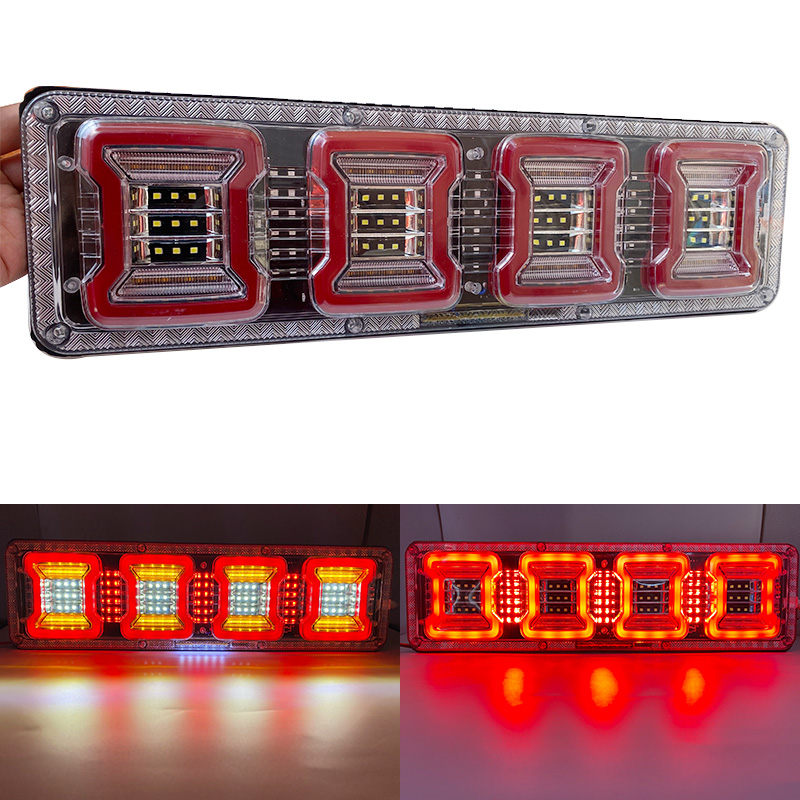 2x 46 センチメートル防水 LED トラックトレーラートラックキャラバンテールライト警告灯リアテールライト停止トラックバスブレーキリバースターンランプ