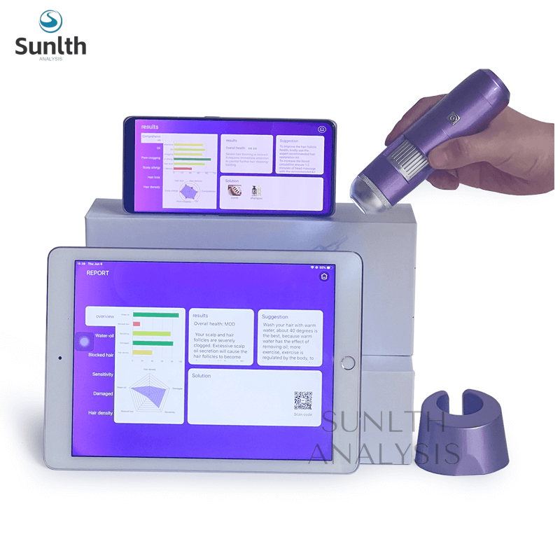 ワイヤレス頭皮分析毛包検出機 iPad と電話を接続して、ビューティー サロンで使用するためのテスト レポートを提供します