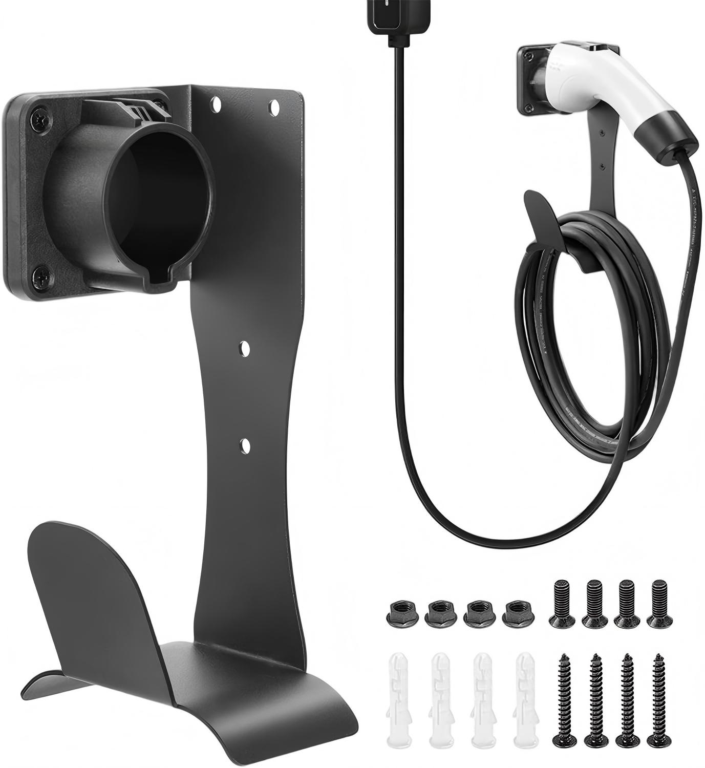 EV 充電器 – J1772 用ケーブル ホルダー |ステンレススチール製、壁掛けオーガナイザー、電気自動車ホルダー、しっかりフィット