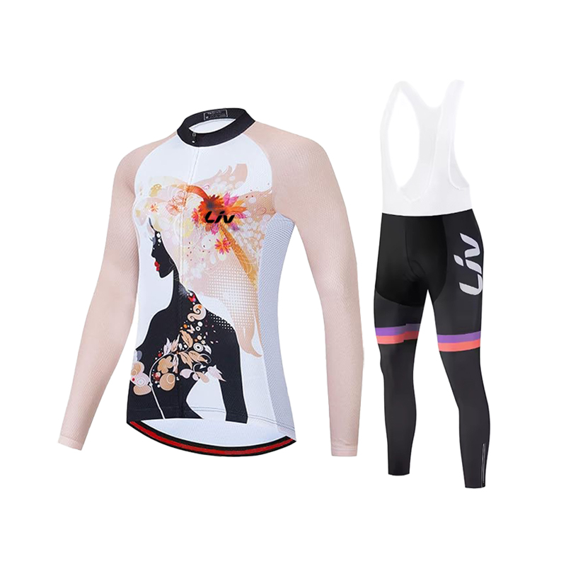 LIV 女性の夏サイクリングジャージ長袖速乾性日焼け止めスポーツシャツ乗馬よだれかけプロレーシングスーツ
