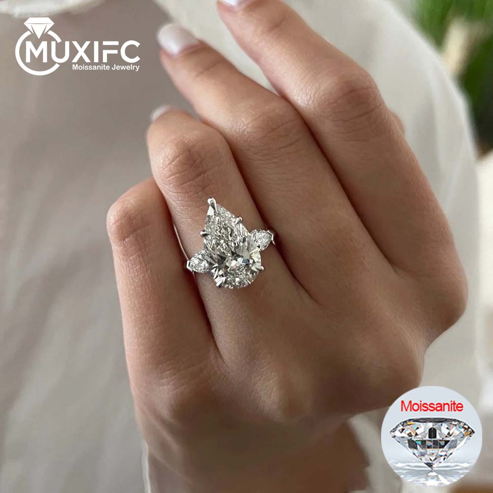 1-5CT ペアカット ミオッサナイト リング 認定 925 スターリングシルバー メッキ 18K D VVS1 ラボ ダイヤモンド ウェディング エンゲージメント バンド 女性用