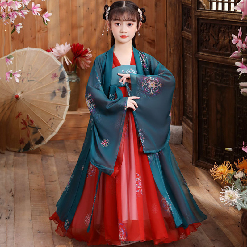 Summer Hanfu Dress Girl Fairy Tang Costume Kids Outfit Party Stage Children Clothes Vestidos Cosplay Girls Dresses Sets Baby