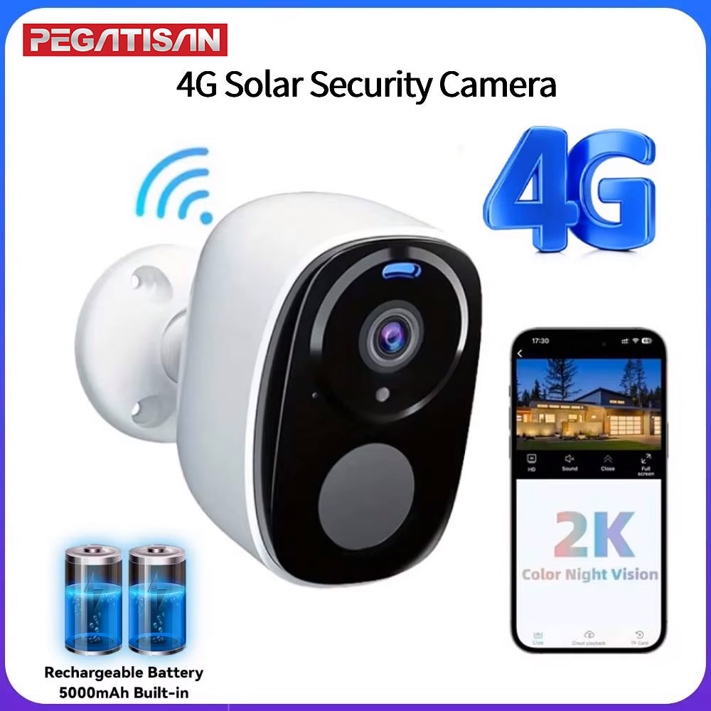4G 2K 充電式バッテリーカメラ 2.4G WiFi カメラワイヤレスホーム監視セキュリティカメラ PIR、IP65、O-Kam Pro アプリと連携