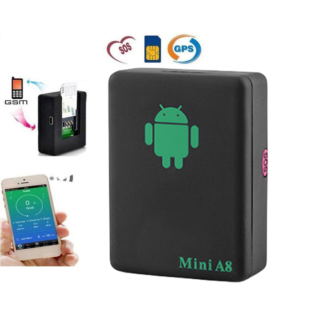 ミニ A8 GPS トラッカーロケーターなしリアルタイム車子供ペット GSM/GPRS/LBS 追跡電源アダプタ SOS ボタン USB ケーブル付き