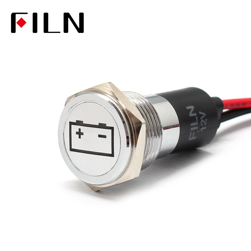 FILN 16 ミリメートル防水ランプシルバーシェル 12V LED 車ボートバッテリー故障フラグダッシュボード信号灯計器パイロットライト