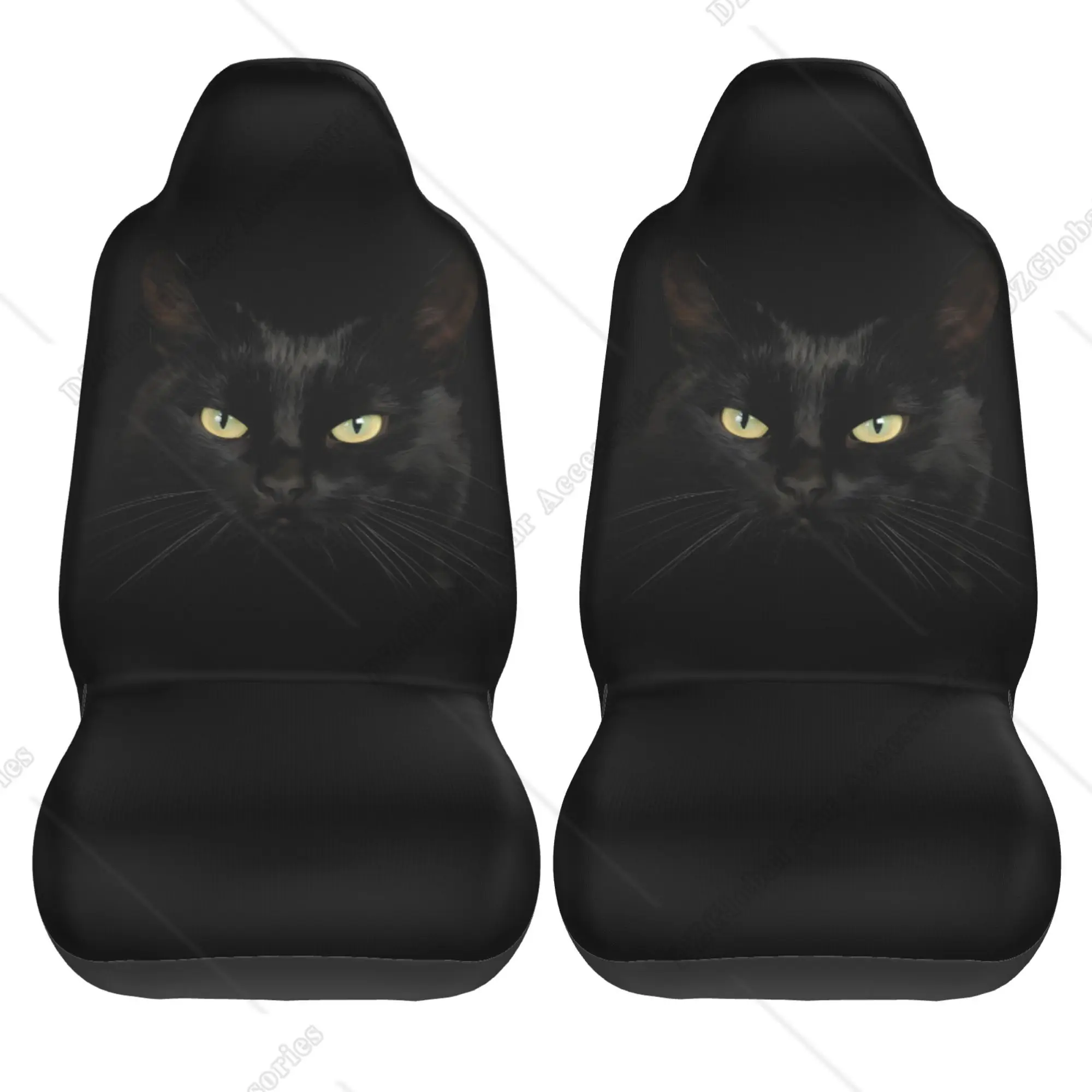 黒猫動物カーシートカバー 2pc フロントシートのみ自動車アクセサリーサドルブランケットユニバーサルバケットシートカバー