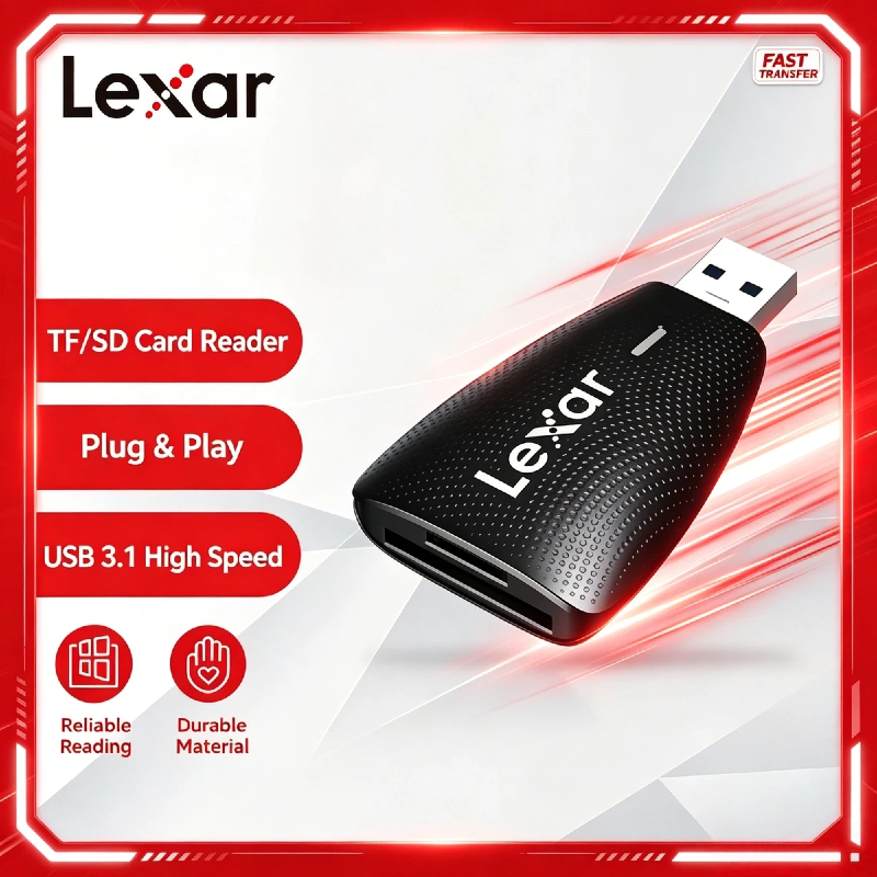 オリジナル Lexar デュアルスロット USB 3.2 カードリーダー、カメラ ドローン PC 用 205MB/s SD および microSD 同時転送 Type-A Type-C