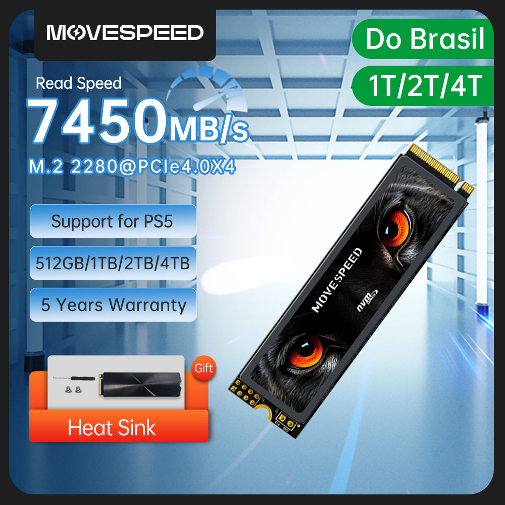 MOVESPEED 7450MB/s SSD NVMe M.2 2280 4TB 2TB 1TB 内蔵ソリッドステートハードディスク M2 PCIe 4.0x4 2280 SSD ドライブ PS5 ラップトップ PC 用