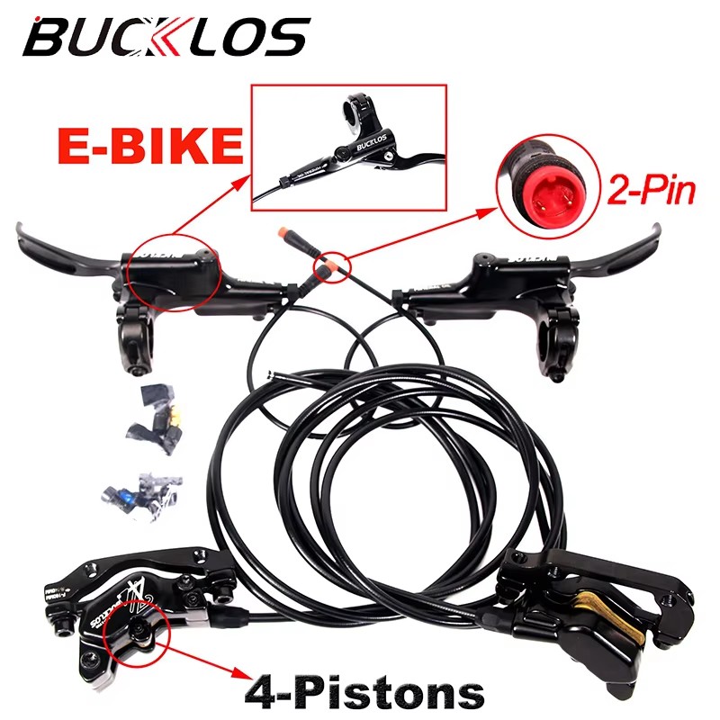 BUCKLOS E-Bike 4 ピストン Eブレーキ 油圧ディスク ブレーキ セット フロント