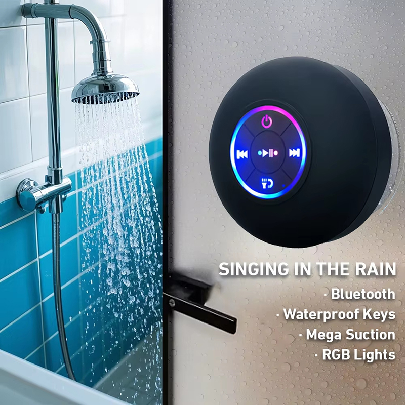 ポータブルワイヤレス Bluetooth スピーカー LED ライト IPX4 防水スピーカー屋外バスルーム大型吸盤ステレオサウンドボックス