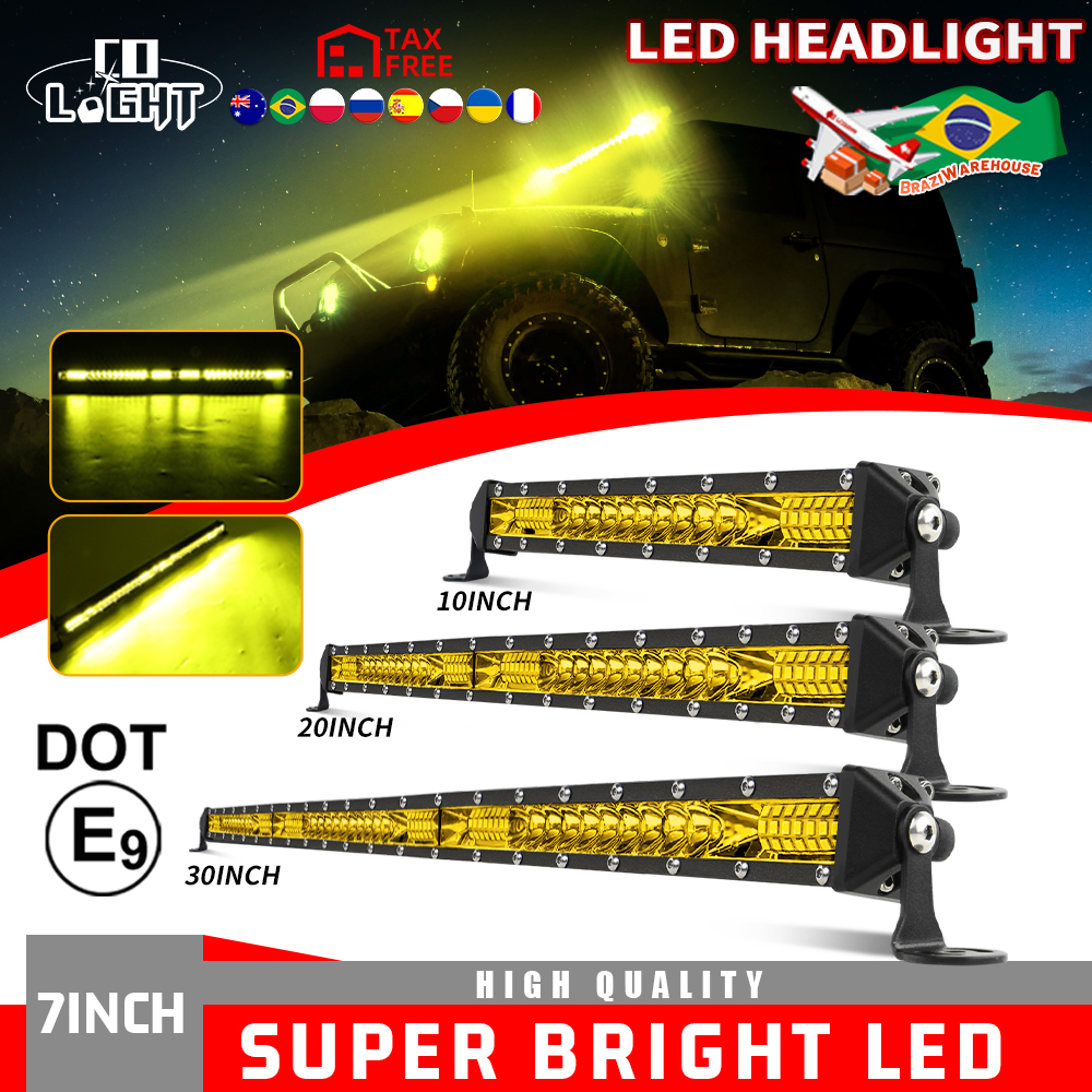 CO LIGHT 30 "40" 50" 12V 24V LED バー 3000K アンバースポットフラッド LED ライトバー作業灯オフロードトラックボート 4x4 Lada 車バラ