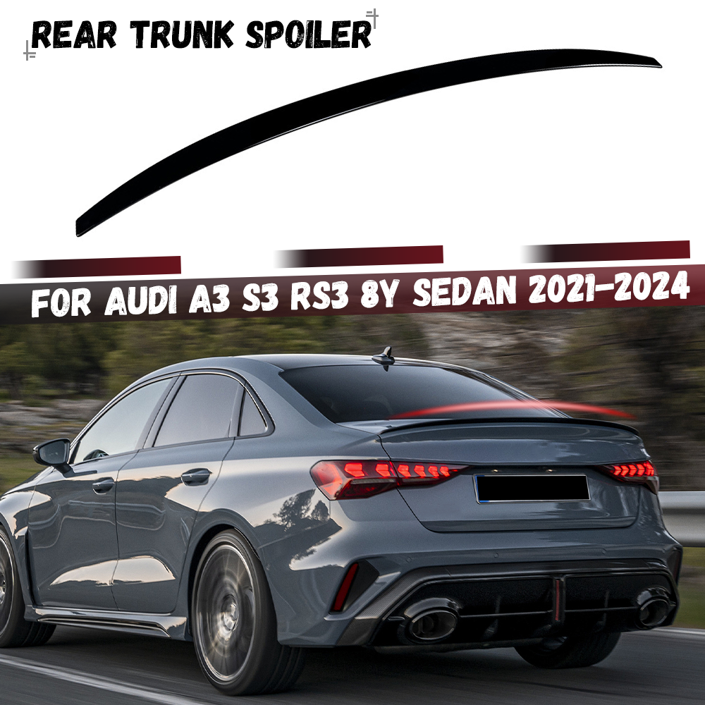 アウディ A3 S3 RS3 8Y セダン 2021 2022 2023 2024 リアトランクスポイラーウイングトランクトップウイングテールリップボディキットチューニング