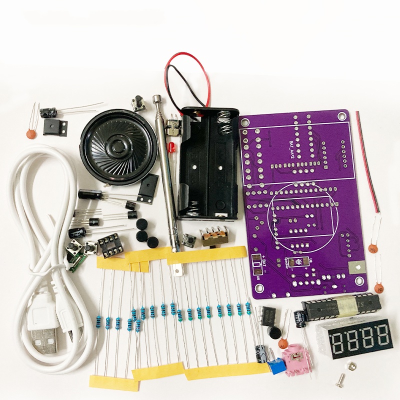 1 セット HU-017A 多機能ラジオ DIY キット 87 〜 108MHz FM 調整可能なラジオ DIY モジュール LED デジタル表示ボリューム調整可能