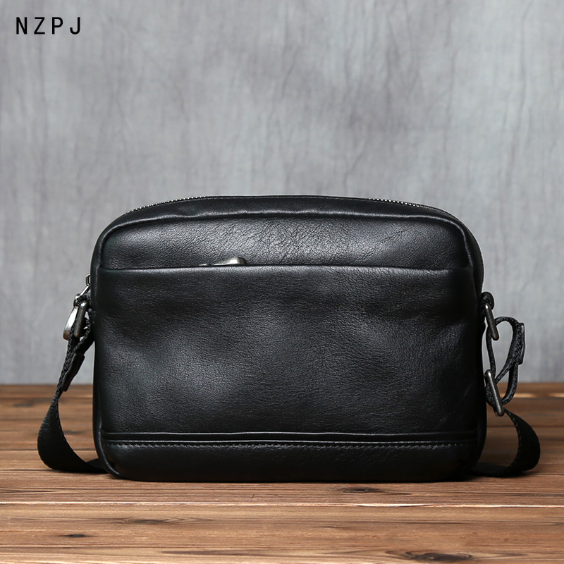 NZPJ メンズ本革ショルダーバッグトップレイヤー牛革カジュアルメッセンジャーバッグファッショントレンドミニ小型バックパック 8 インチ Ipad 用