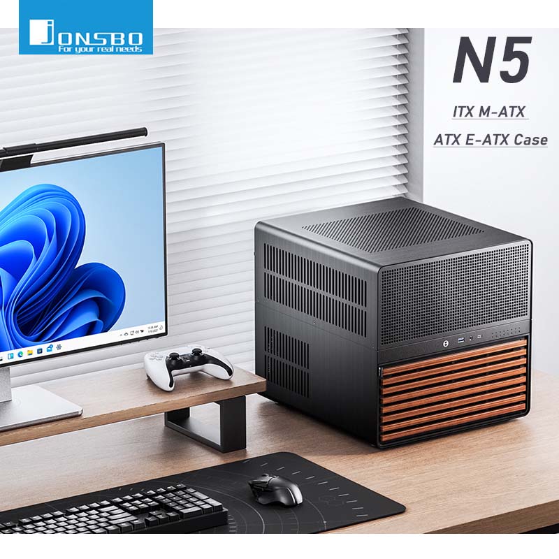 Jonsbo N5 NAS コンピュータシャーシ ITX/M-ATX/ATX/E-ATX PC ケース 12 4 ハードディスクスペース ATX 電源ファン付きアルミデスクトップケース