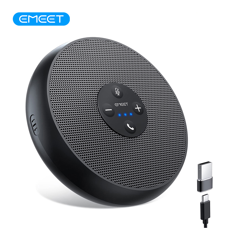 EMEET USB 有線スピーカーフォン 会議スピーカー 2 マイク付き 360° 音声ピックアップ 会議マイク Zoom/WebEx/Microsoft Teams 用
