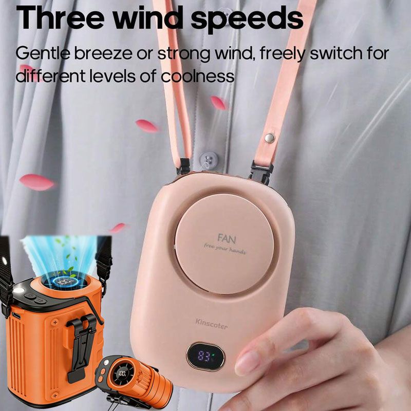 2026 新しい 3-in-1 ハンドヘルドファン、ウエストファン、ポータブルファン、ネックファン、ミニファン、デスクトップファン LED 懐中電灯