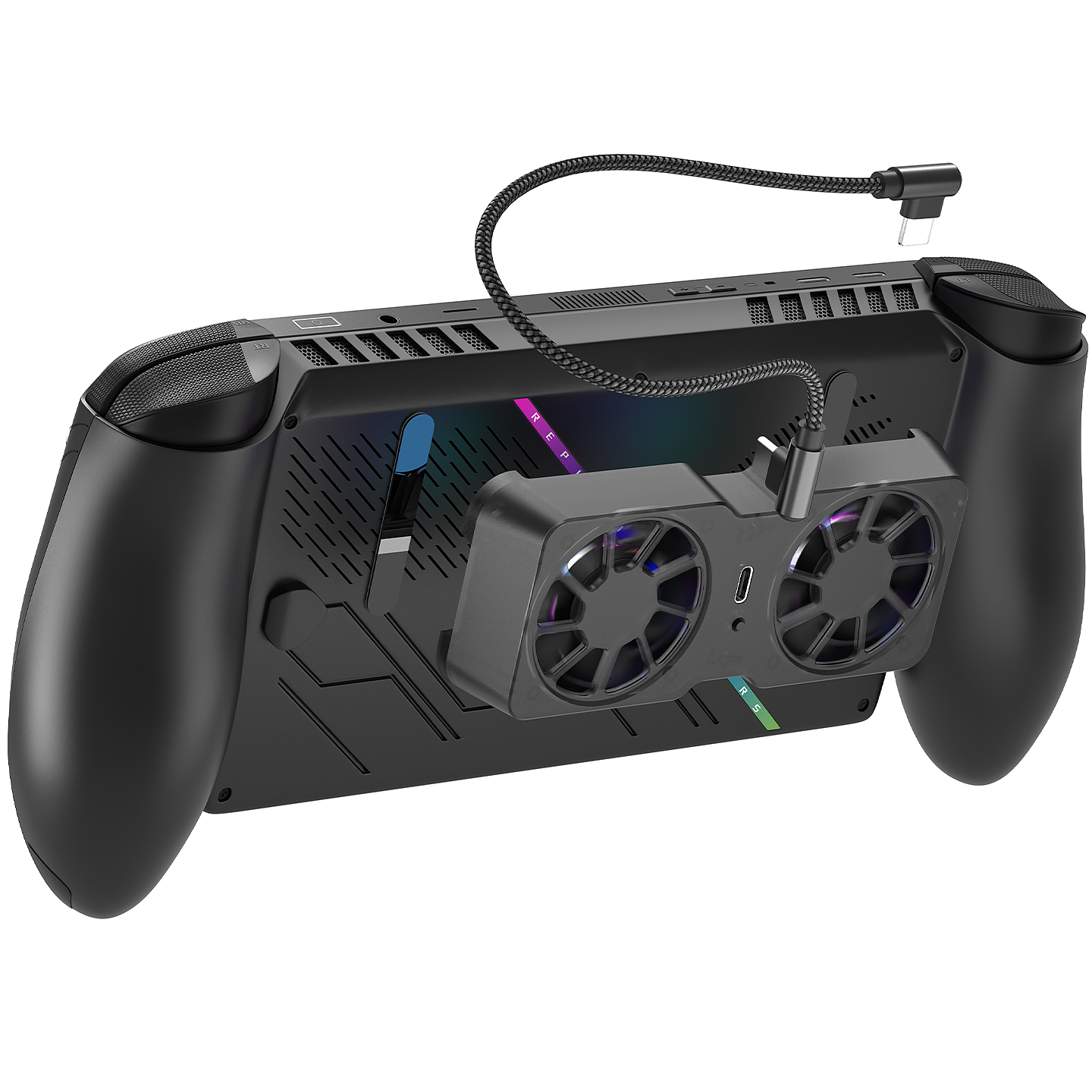 Steam Deck用磁気冷却ファン、ROG Ally X用、Legion Go用、6000RPM、45mmデュアルファン、10-16CFMの風量、3段階速度調整、ポータブル