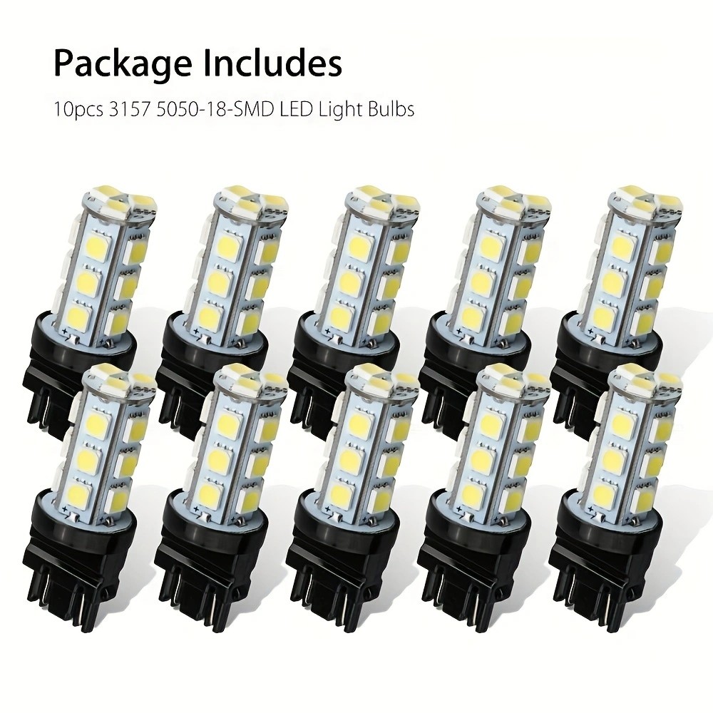 10 個 3157 3156 5050 6000K スーパーホワイト 18SMD LED リバーステールブレーキ信号電球、リバースライトとテールブレーキライト用