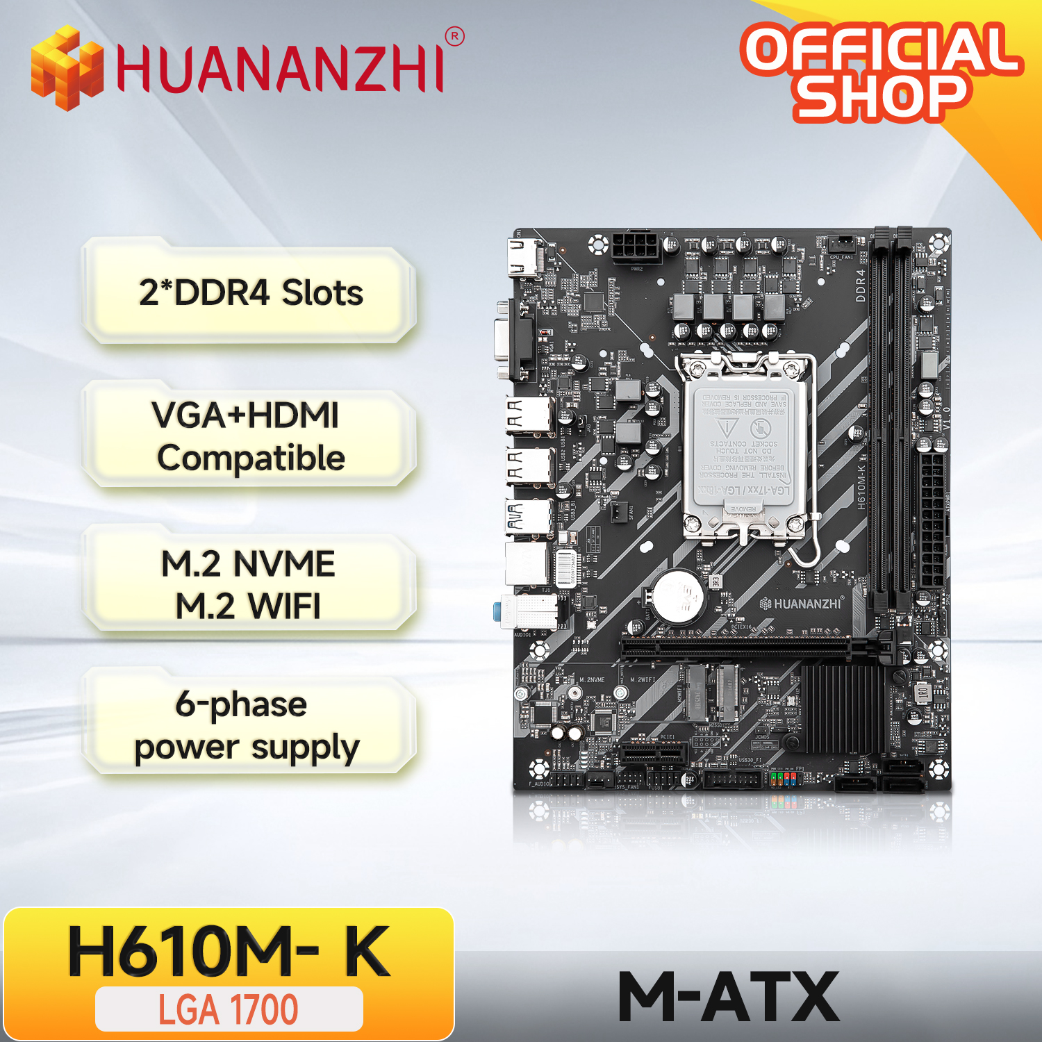 Huanazhi H610M K MATX DDR4 マザーボードサポート 12 13 14 世代 H610 インテル LGA 1700 CPU 12100F 12400F 12490F 12600F 12700F 13600F