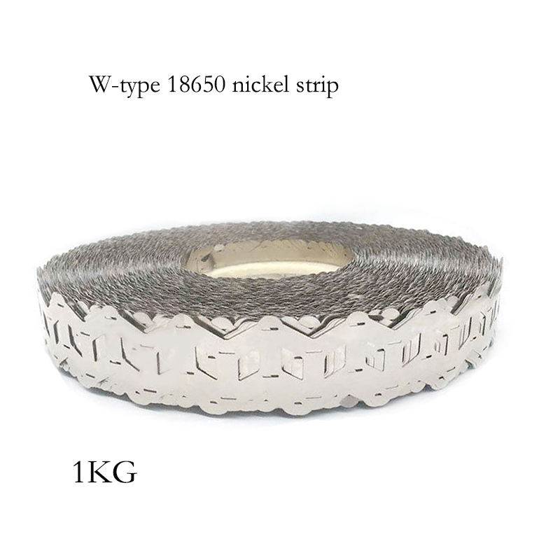 1KG W タイプ 18650 バッテリーのスポット溶接用ニッケル ストリップ、厚さ 0.15 ミリメートル、穴間隔 18.5/19 ミリメートルの位置ずれしたニッケル ストリップ