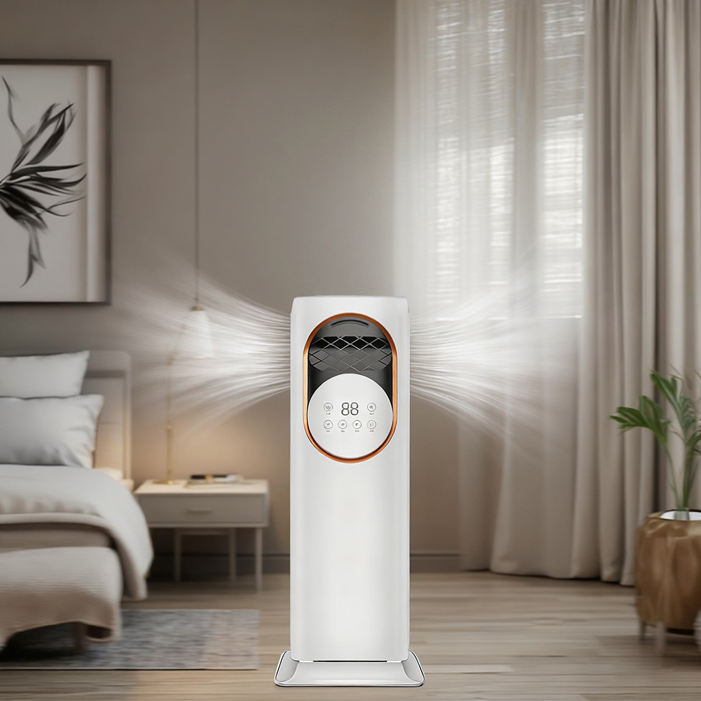 振動空気クーラー電動ミストファン DC 多機能 3 スピードタイマースタンドホテル用リモコンファンヒーター