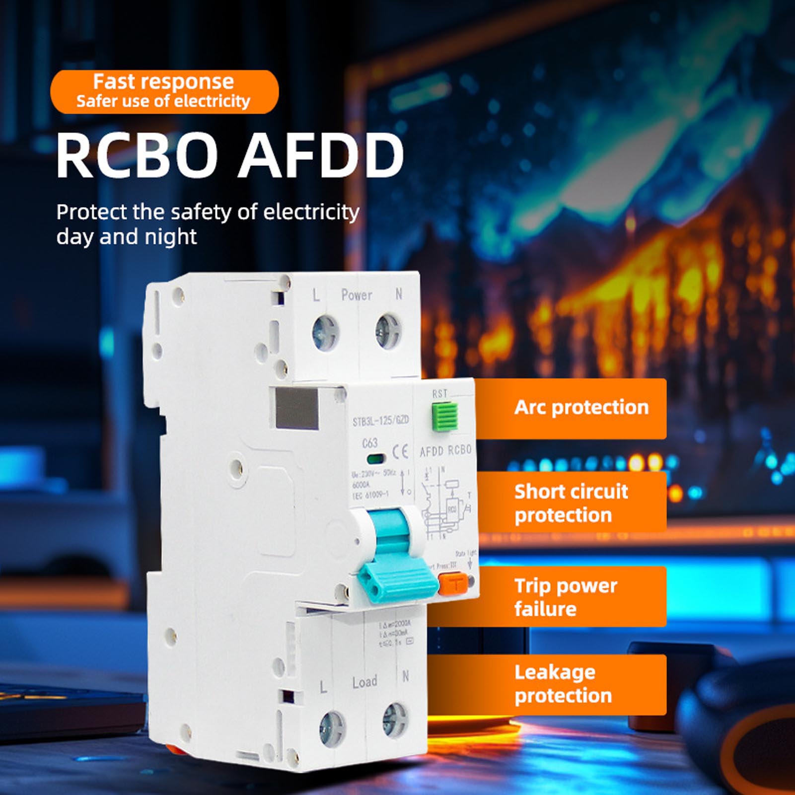 アーク障害サーキットブレーカー 1P N AFDD RCBO RCCB ミニチュアサーキットブレーカー 過負荷漏れアーク障害プロテクター アーク障害プロテクター