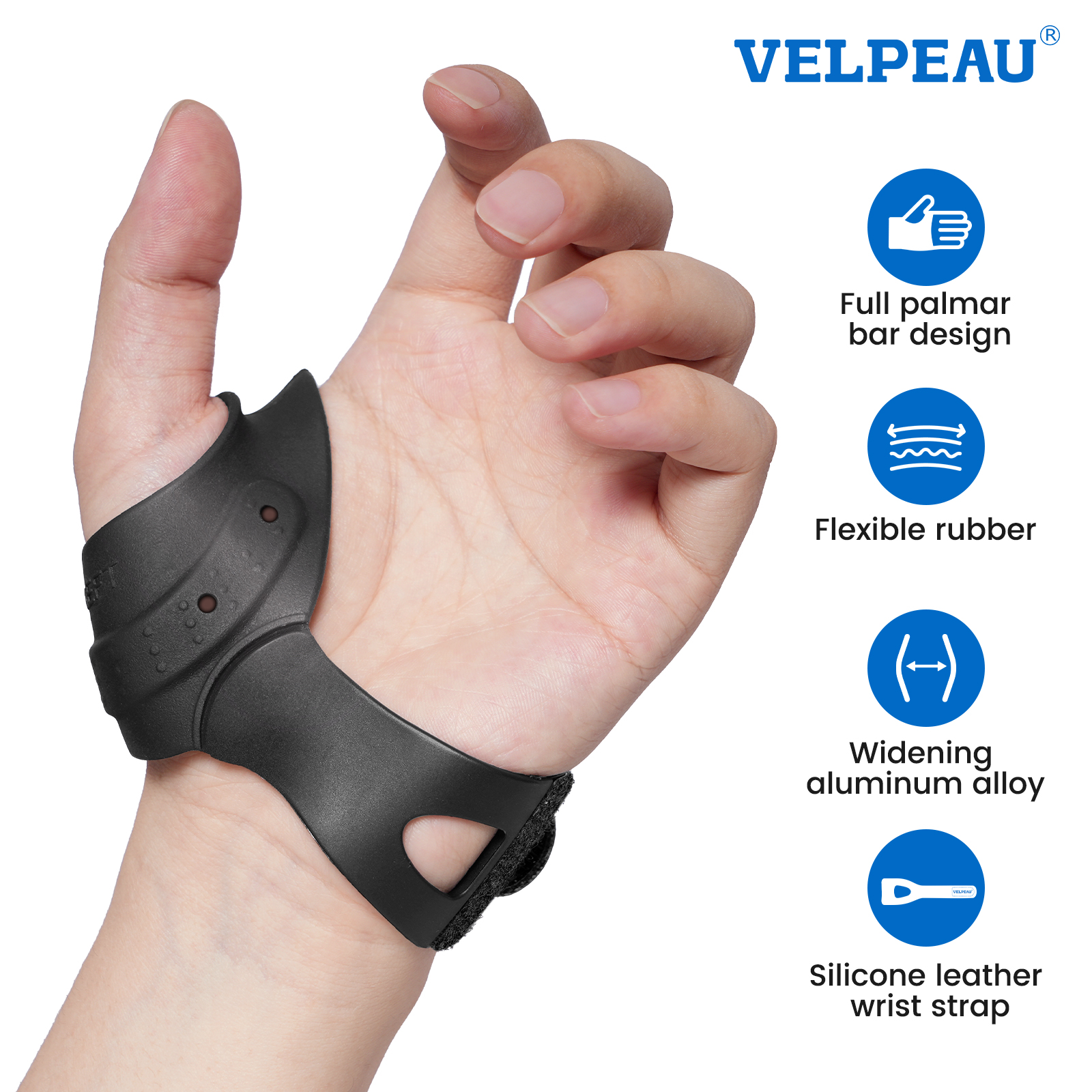 VELPEAU Flexible CMC Thumb Brace for Arthritis Pain and Thumb Base Support, Soft Rubber Thumb CMC Joint Splint for Women Men