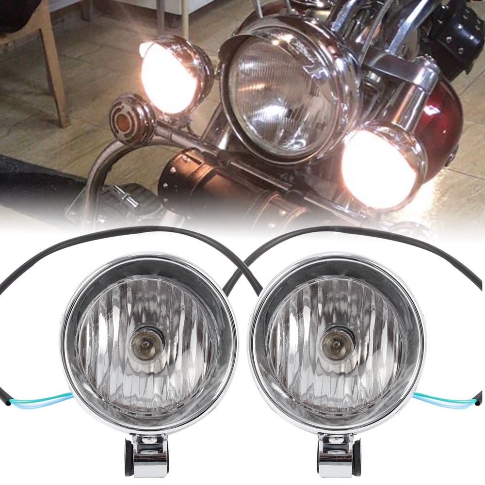 2 個ユニバーサル DC 12 V 4 オートバイ弾丸ヘッドライトスポットフォグランプクロームランプアンバーライトハーレー用ホンダ用ヤマハ