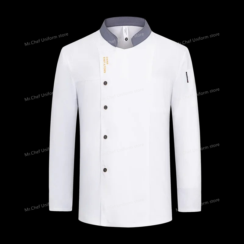 レストランシェフ制服男性シェフジャケットエプロン長袖コックコートシェフ Tシャツ作業服ホテル服ロゴ女性
